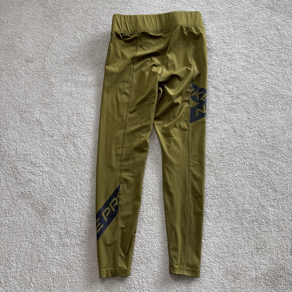 Women's Nike Pro Tight Fit 7/8 Length Training Sz M Olive Flak/Black - Picture 2 of 11